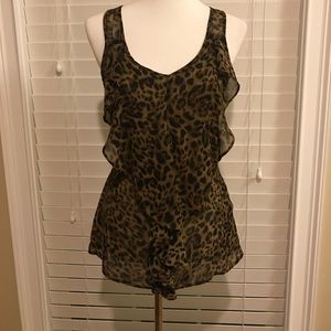 EUC Animal print (Leopard) MINE Ruffled Top Medium